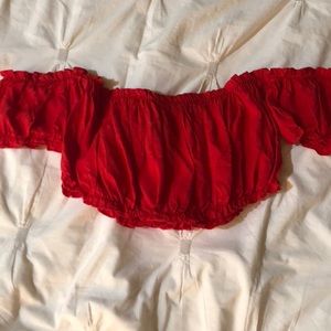 Red off the shoulder Crop top